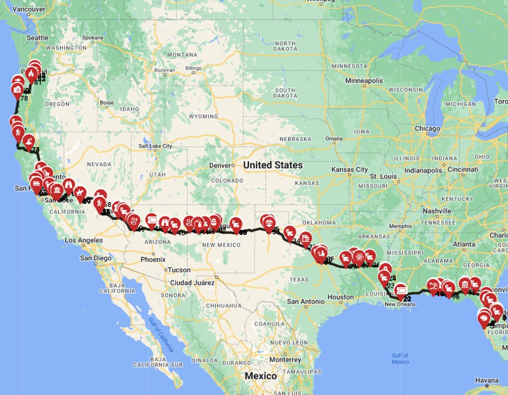 RV trip from Tampa to Portland route plan